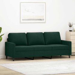 Sofá de 3 lugares 180 cm veludo verde-escuro