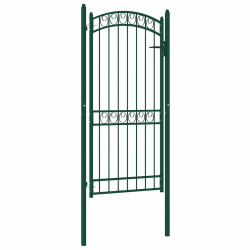 Portão de cerca emmen com topo arqueado, aço, 100x136 cm, verde