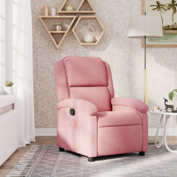 Poltrona reclinável veludo rosa