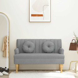 Banco c/ almofadões 113x64,5x75,5 cm tecido cinzento-claro