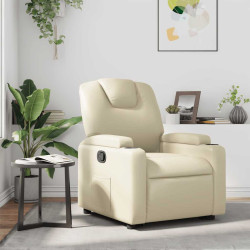 Poltrona reclinável couro artificial cor creme