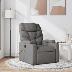 Poltrona de massagens reclinável tecido cinzento-escuro