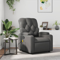 Poltrona de massagens reclinável couro artificial cinzento