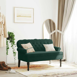 Banco com encosto 119,5x64,5x75 cm veludo verde-escuro