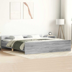 Estrutura cama c/ cabeceira e apoio pés 160x200 cm cinza sonoma