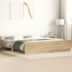 Estrutura cama c/ cabeceira/apoio pés 180x200cm carvalho sonoma