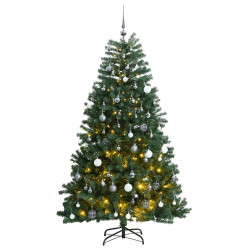 Árvore natal artificial articulada c/ 300 luzes LED+bolas 240cm