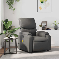 Poltrona de massagens reclinável couro artificial cinzento