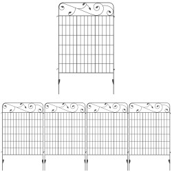 Cercas de jardim de 4 painéis 88x110 cm cercas de jardim metálicas cercas decorativas com ângulo ajustável preto