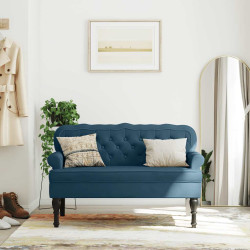 Banco com encosto 119,5x64,5x75 cm veludo azul