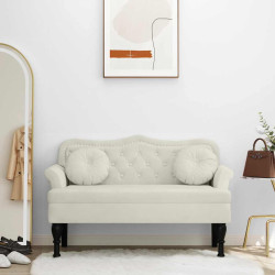 Banco com almofadões 120,5x65x75 cm veludo cor creme