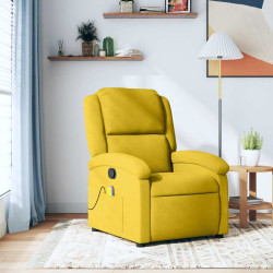 Poltrona de massagens reclinável veludo amarelo