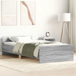 Estrutura cama 90x190 cm derivados de madeira cinzento sonoma