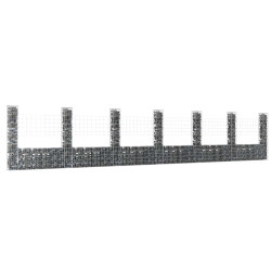 Cesto gabião em forma de u c/ 7 postes 740x20x150 cm ferro