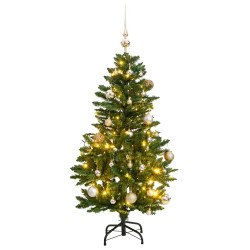 Árvore natal artificial articulada c/ 150 luzes LED+bolas 150cm