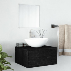 2 Pcs conjunto móveis casa de banho derivados de madeira preto