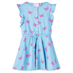 Vestido sem mangas para criança com botões azul 116