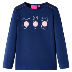 T-shirt de manga comprida para criança azul-marinho 128
