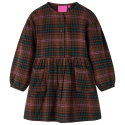 Vestido de criança com mangas compridas cor conhaque 128