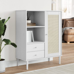 Móvel alto senja aspeto vime 90x40x112 cm pinho maciço branco