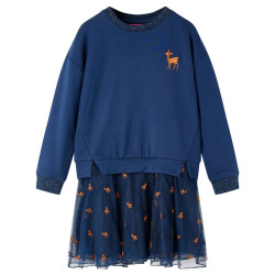 Vestido de manga comprida para criança azul-marinho 104