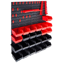 29 Pcs kit caixas arrumação com painéis parede vermelho e preto