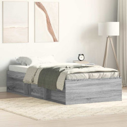 Estrutura de cama 100x200 cm cinzento sonoma
