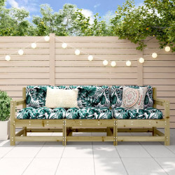 3 Pcs conjunto lounge de jardim madeira de pinho impregnada