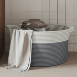 Cesto de arrumação ø45x25 cm algodão cinzento e branco