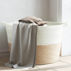 Cesto de arrumação ø60x36 cm algodão bege e branco