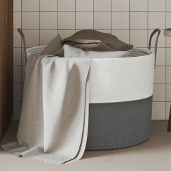 Cesto de arrumação ø51x33 cm algodão cinzento e branco