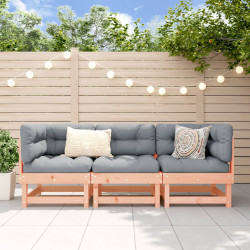 3 Pcs conjunto lounge de jardim madeira de douglas maciça