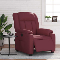 Poltrona reclinável elétrica couro artificial vermelho tinto