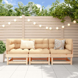 3 Pcs conjunto lounge de jardim madeira de pinho maciça