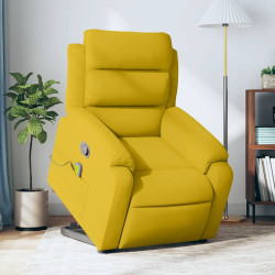 Poltrona elevatória de massagens veludo amarelo