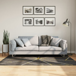 Tapete lavável 120x180 cm preto e dourado