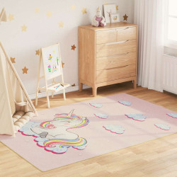 Tapete lavável infantil 160x230cm unicórnio rosa