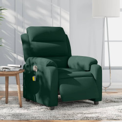 Poltrona de massagens reclinável elétrica veludo verde-escuro