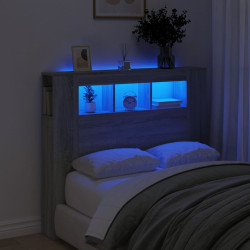 Cabeceira c/ leds 120x18,5x103,5 cm sonoma cinzento