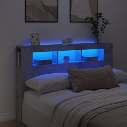 Cabeceira c/ leds 160x18,5x103,5 cm cinzento-cimento
