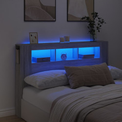 Cabeceira c/ leds 160x18,5x103,5 cm sonoma cinzento