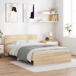 Estrutura de cama com cabeceira 120x200 cm carvalho sonoma