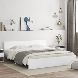 Estrutura cama c/ cabeceira e luzes LED 180x200 cm branco