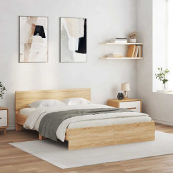 Estrutura cama c/ cabeceira/luzes LED 160x200cm carvalho sonoma
