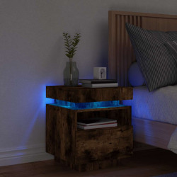 Mesa de cabeceira c/ leds 40x39x48,5 cm carvalho fumado