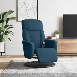 Cadeirão de massagens reclinável com apoio de pés veludo azul