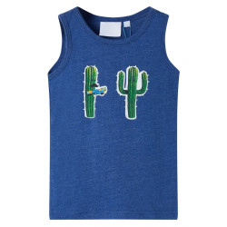 T-shirt de manga cava criança azul-escuro mesclado 128
