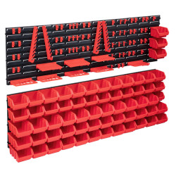 141 Pcs kit caixas arrumação c/ painéis parede vermelho e preto