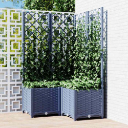 Vaso/floreira jardim c/ treliça 80x80x136 cm PP cinzento azul
