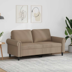 Sofá de 2 lugares 140 cm couro artificial cor cappuccino